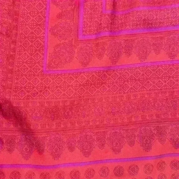 Ann Taylor Red Orange Pink Silky Straight Skirt Moroccan Print size 2 - Picture 8 of 10